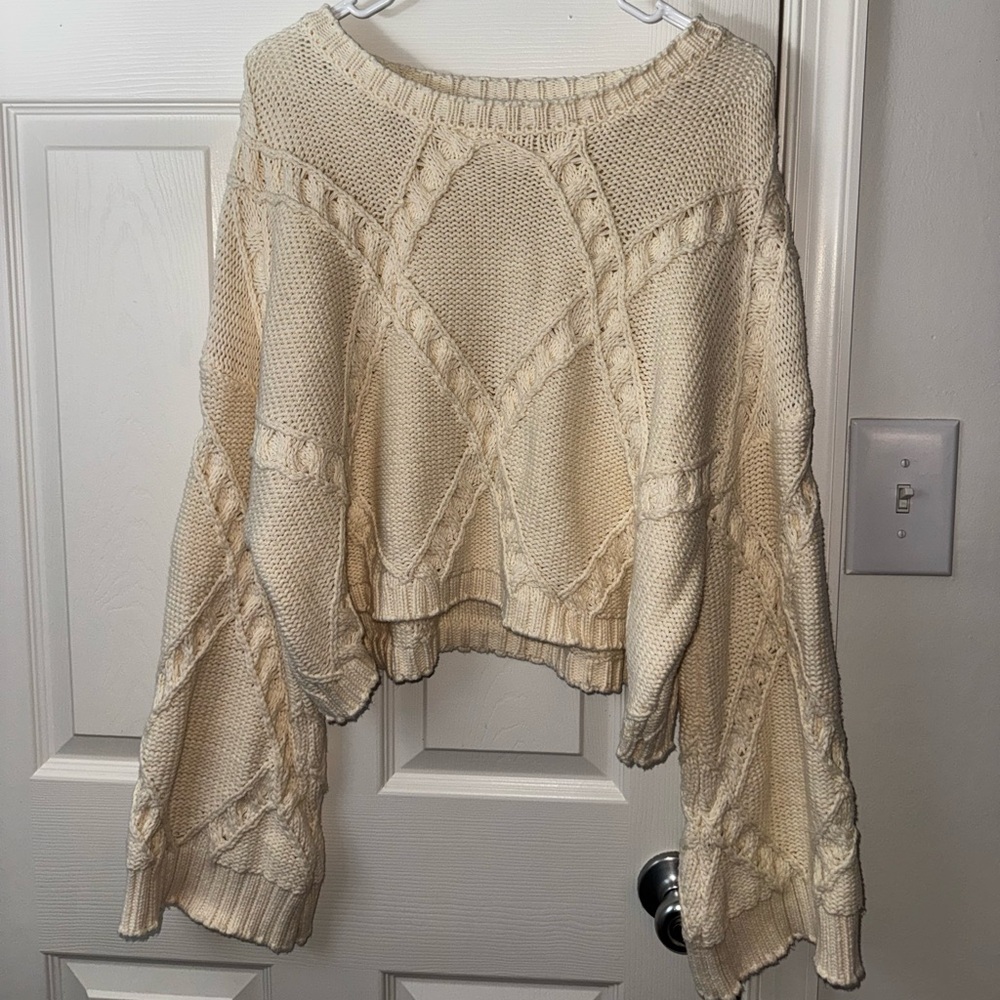 Altar'd State Cream Cable Knit Sweater